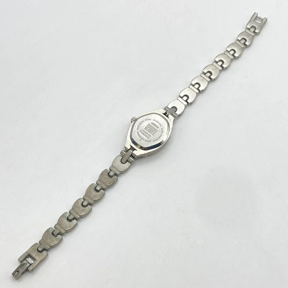 Vintage Faded Glory Women's Watch Matte Silver Tone Pink Oval New Battery 6.5